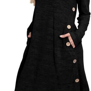 Women Long Sleeve Dress Rayon Polyester Crew Neck Flowy Winter Casual